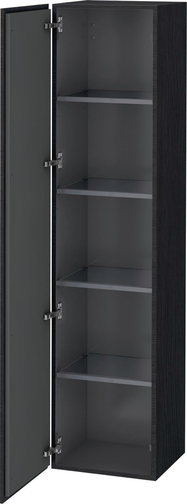 Duravit Hochschrank L-Cube 363x400x1760mm, 1 Tür links, Eiche Schwarz – Wandhängend mit Soft-Close