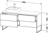 Duravit XSQUARE Waschtischunterbau 1600x400x548mm mit 4 Auszügen, Becken rechts