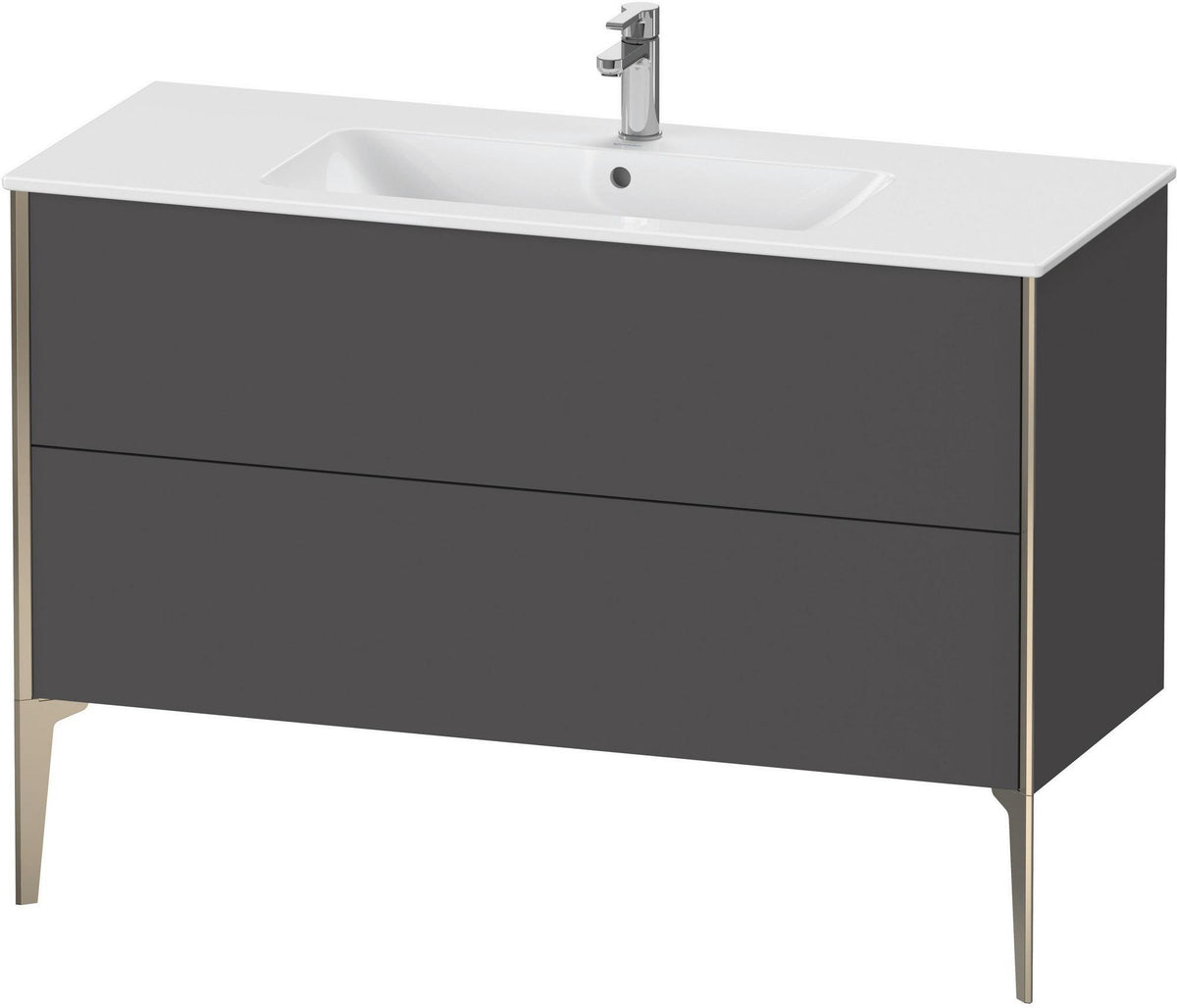 DURAVIT XViu Waschtischunterbau bodenstehend 1210 mm, 2 Auszüge, champagner matt/weiß matt
