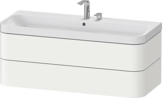 DURAVIT Waschtischset HAPPY D.2 PLUS 1175x490mm, ein Hahnloch, taupe supermatt – Wandhängend, 2 Schubkästen