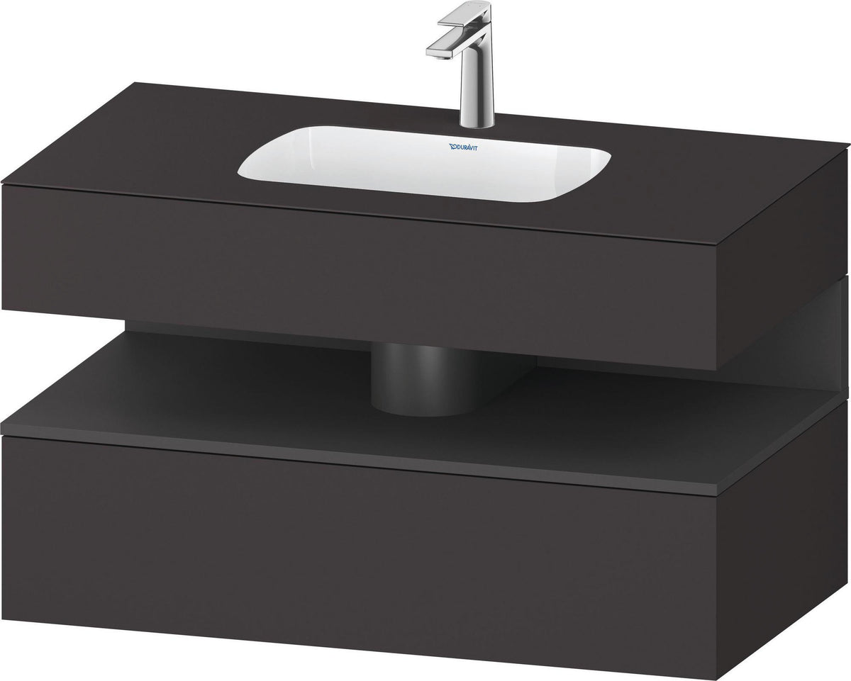 DURAVIT Qatego Einbauwaschtisch mit Konsolenwaschtischunterbau 1000 mm, 1 Auszug, antibakteriell