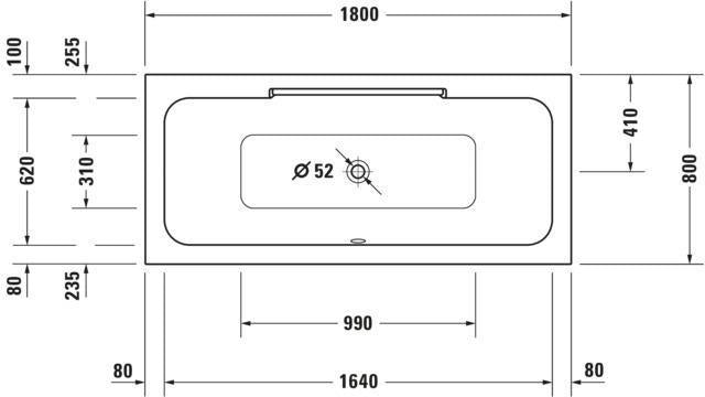 Duravit DuraStyle 2 Rechteck-Badewanne 1800x800mm weiß mit 2 Rückenschrägen