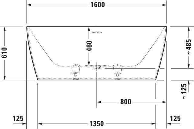 Duravit DuraSquare Freistehbadewanne 1600x750 mm weiß matt Mineralguss mit 2 Rückenschrägen
