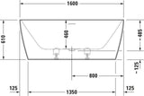 Duravit DuraSquare Freistehbadewanne 1600x750 mm weiß matt Mineralguss mit 2 Rückenschrägen