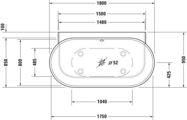 DURAVIT Luv Whirlwanne 1800x950 mm Mineralguss mit Air-System, 2 Rückenschrägen, weiß matt