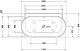 DURAVIT Luv Whirlwanne 1800x950 mm Mineralguss mit Air-System, 2 Rückenschrägen, weiß matt