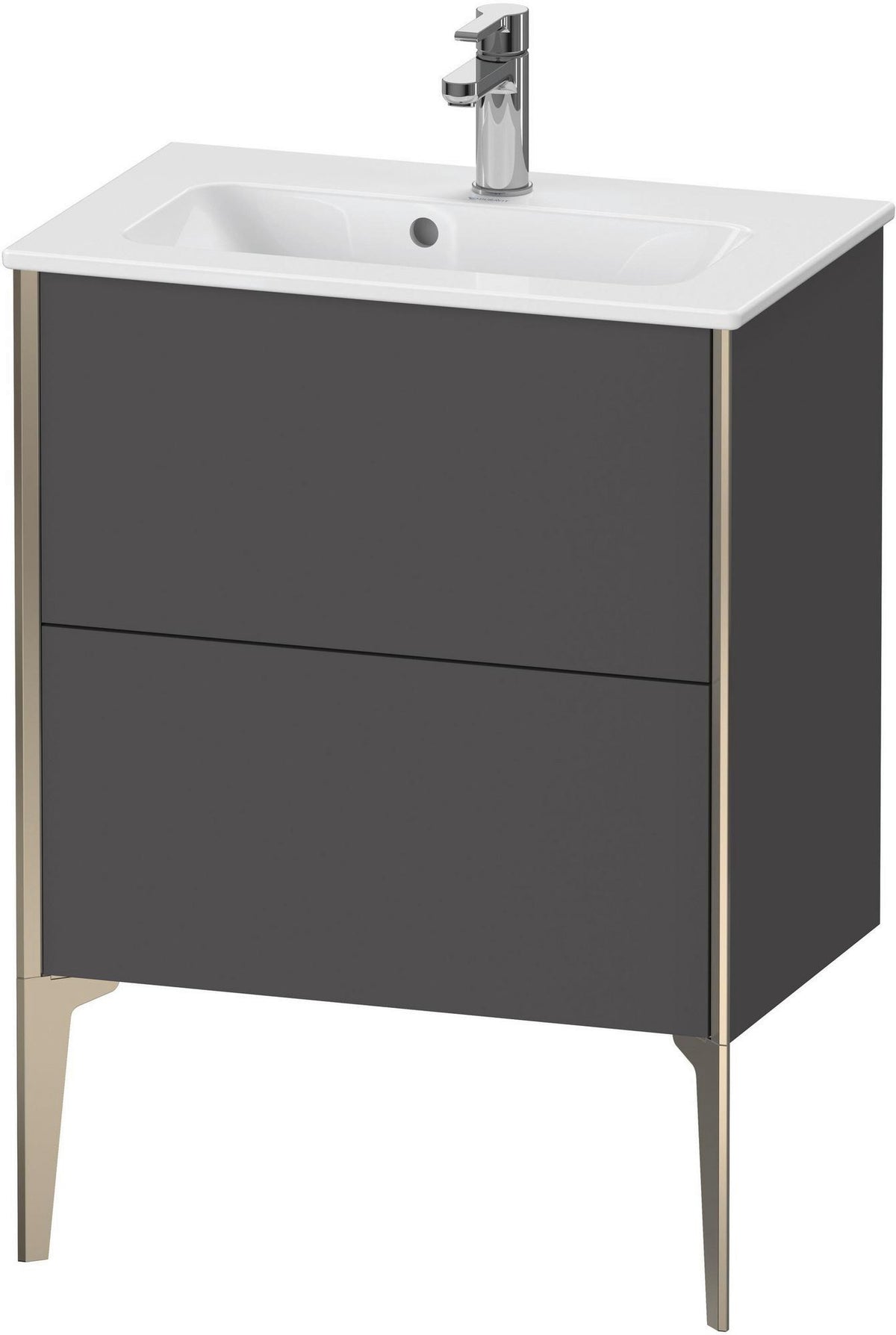 Duravit XViu Waschtischunterbau bodenstehend 610 mm, 2 Auszüge, champagner matt/weiß matt