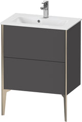 Duravit XViu Waschtischunterbau bodenstehend 610 mm, 2 Auszüge, champagner matt/weiß matt