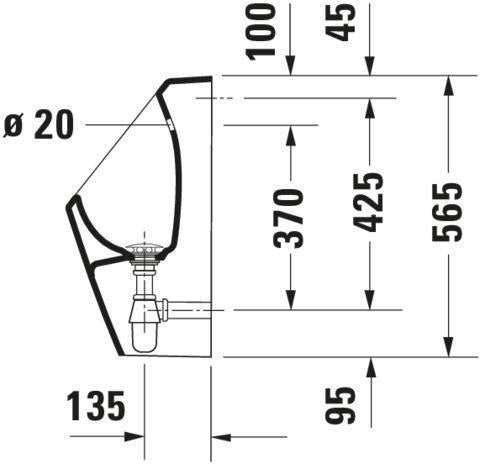 DURAVIT D-Code Urinal rimless, Zulauf hinten, ohne Fliege, weiß – Sanitärkeramik