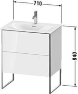 DURAVIT XSquare Waschtischunterbau 710 mm mit Auszug und Fußgestell – Weiß Matt