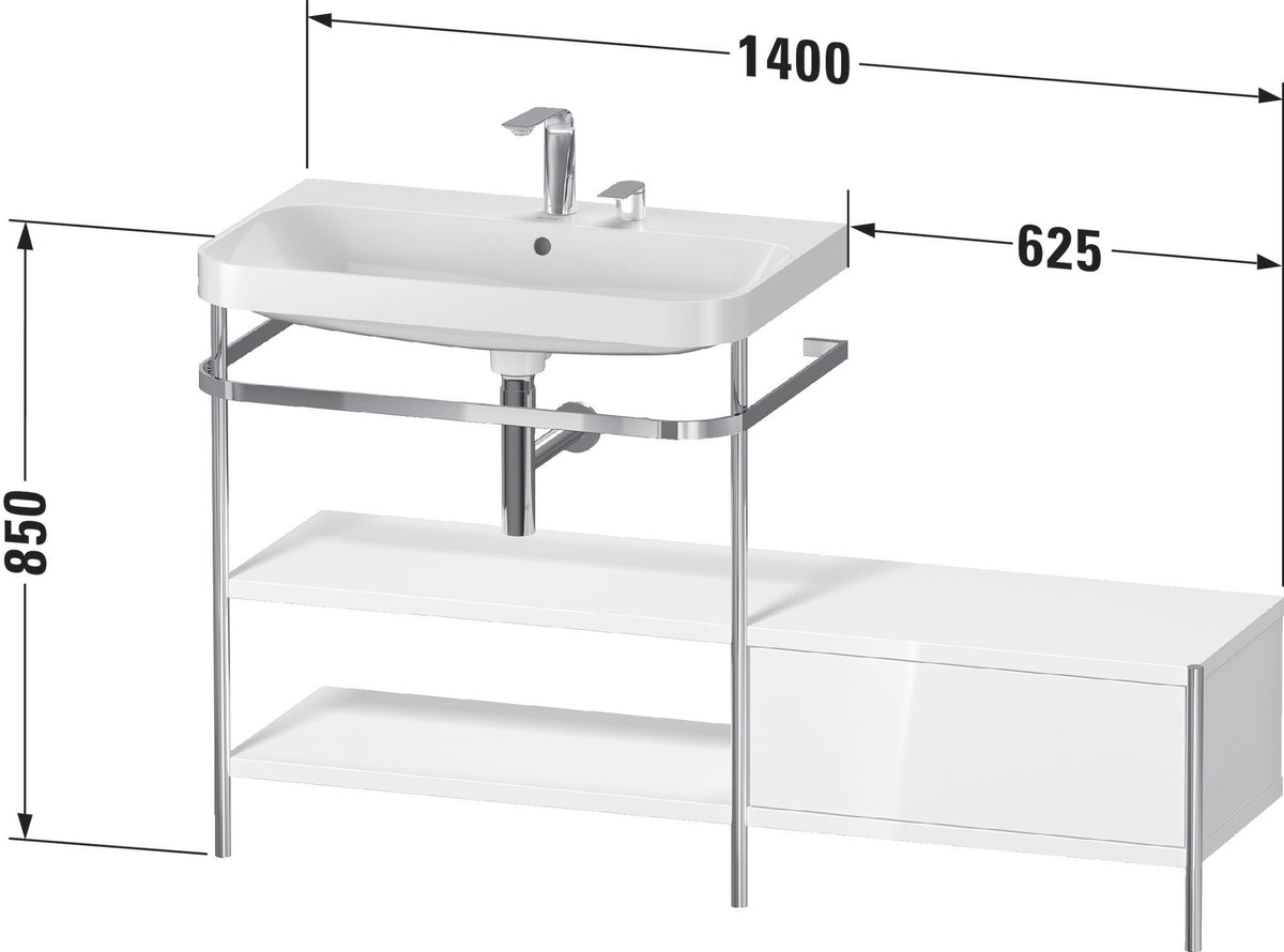 Duravit Happy D.2 Plus Waschtischunterbau 1400x490mm mit Metallkonsole supermatt
