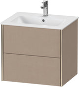DURAVIT XViu Waschtischunterbau wandhängend 610 mm, 2 Schubkästen, weiß matt – ohne Griff, mit Tip-On-Technik