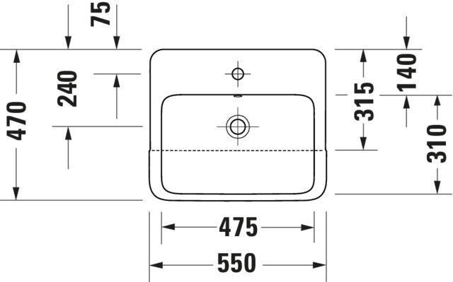 DURAVIT Qatego Halbeinbauwaschtisch 550mm weiß HygieneGlaze 1 Hahnloch mit Überlauf