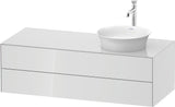 DURAVIT White Tulip Waschtischunterbau 1300 mm wandhängend, 2 Schubkästen, Becken rechts, Nordic Weiß seidenmatt