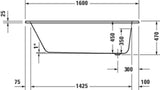 Duravit D-Code 2.0 Whirlwanne 1600x700mm Einbau mit Jet-Project, Weiß