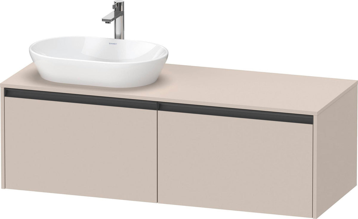 Duravit Ketho.2 Konsolen-Waschtischunterbau 1400 mm Betongrau Matt mit 2 Auszügen