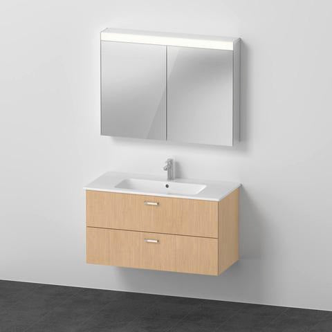 DURAVIT XBase Möbel-Set 1300 mm Nussbaum Dunkel mit Waschtisch, Unterbau und Spiegelschrank