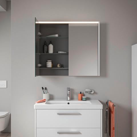 DURAVIT D-Code Spiegelschrank 800 mm mit LED-Beleuchtung, 2 Türen, Eiche Marmor