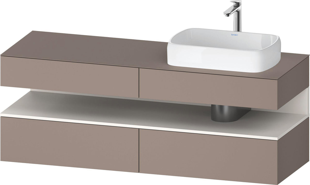 Duravit Qatego Konsolenwaschtischunterbau 1600 mm Weiß Hochglanz mit Eiche Schwarz Nische