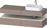 Duravit Qatego Konsolenwaschtischunterbau 1600 mm Weiß Hochglanz mit Eiche Schwarz Nische