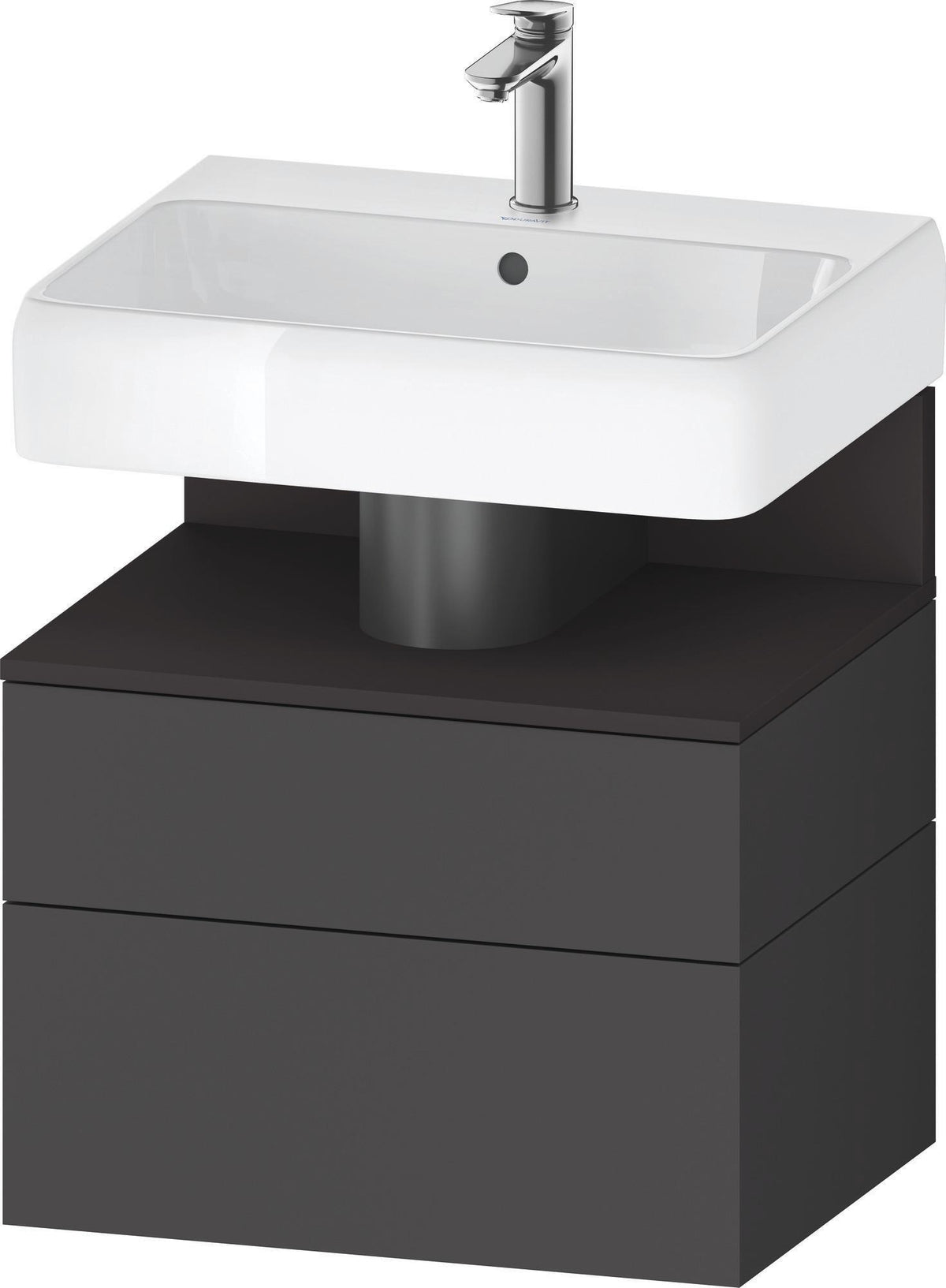 DURAVIT Qatego Waschtischunterbau 590 mm wandhängend, 1 Auszug, weiß Hochglanz, Nische Eiche Schwarz