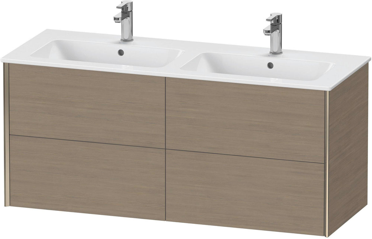 Duravit XViu Waschtischunterbau wandhängend 1280 mm, 4 Schubkästen, champagner matt/weiß matt
