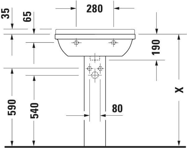 DURAVIT Waschtisch Starck 3 650 mm mit Überlauf, Hahnlochbank und WonderGliss in Weiß