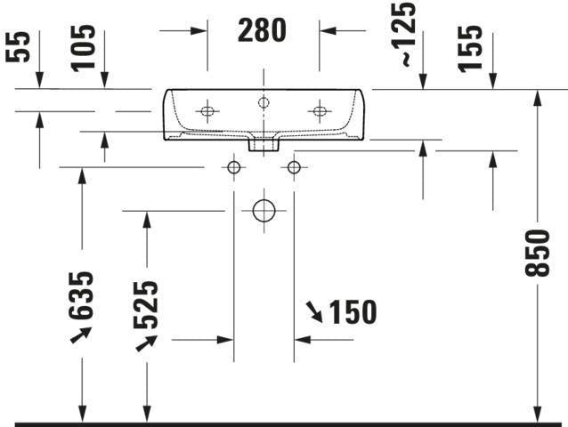 Duravit Qatego Aufsatzwaschtisch 500 mm weiß geschliffen mit Überlauf, ohne Hahnloch