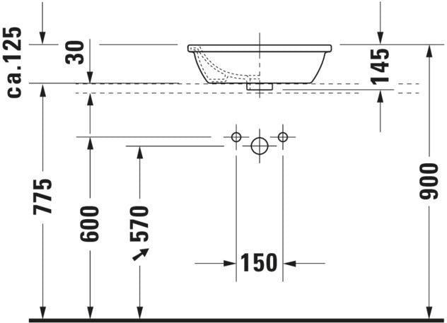 Duravit Aufsatzbecken Darling New 470 mm mit Überlauf und Hahnlochbank, geschliffen weiß