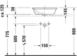 Duravit Aufsatzbecken Darling New 470 mm mit Überlauf und Hahnlochbank, geschliffen weiß