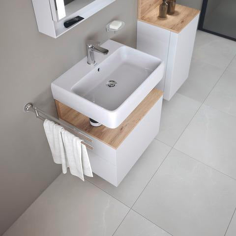 DURAVIT Qatego Waschtisch 600 mm mit Hahnlochbank und Überlauf in Weiß mit HygieneGlaze