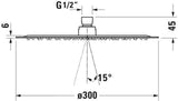 DURAVIT Kopfbrause D300 Rain Schwarz Matt – 300 mm, rund, Antikalk, Wand- & Deckenmontage