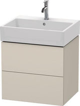 Duravit L-Cube Waschtischunterbau 584 mm taupe supermatt, 2 Schubkästen, Tip-On, wandhängend