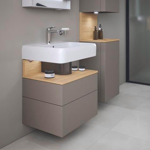 DURAVIT Qatego Waschtischunterbau 590 mm wandhängend, 1 Auszug, weiß Hochglanz, Nische Eiche Schwarz