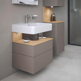 DURAVIT Qatego Waschtischunterbau 590 mm wandhängend, 1 Auszug, weiß Hochglanz, Nische Eiche Schwarz