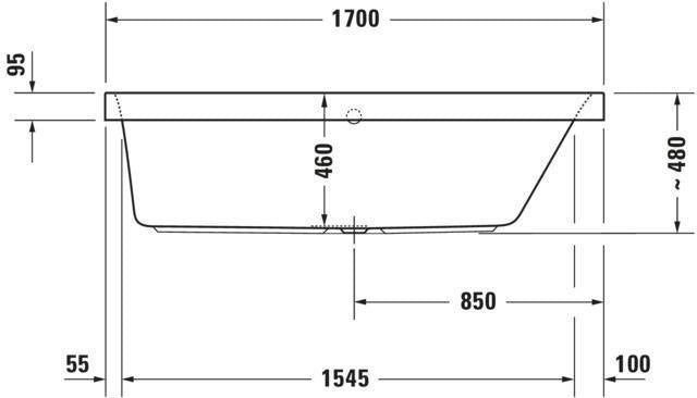 DURAVIT Happy D.2 Whirlwanne 1700x700 mm Air-System, weiße Einbauwanne mit Rückenschräge rechts