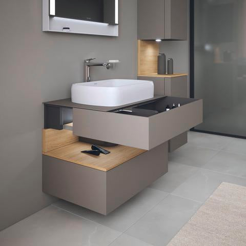 DURAVIT Qatego Hochschrank 400 mm, 2 Türen, weiß Hochglanz, Eiche Schw. Matt