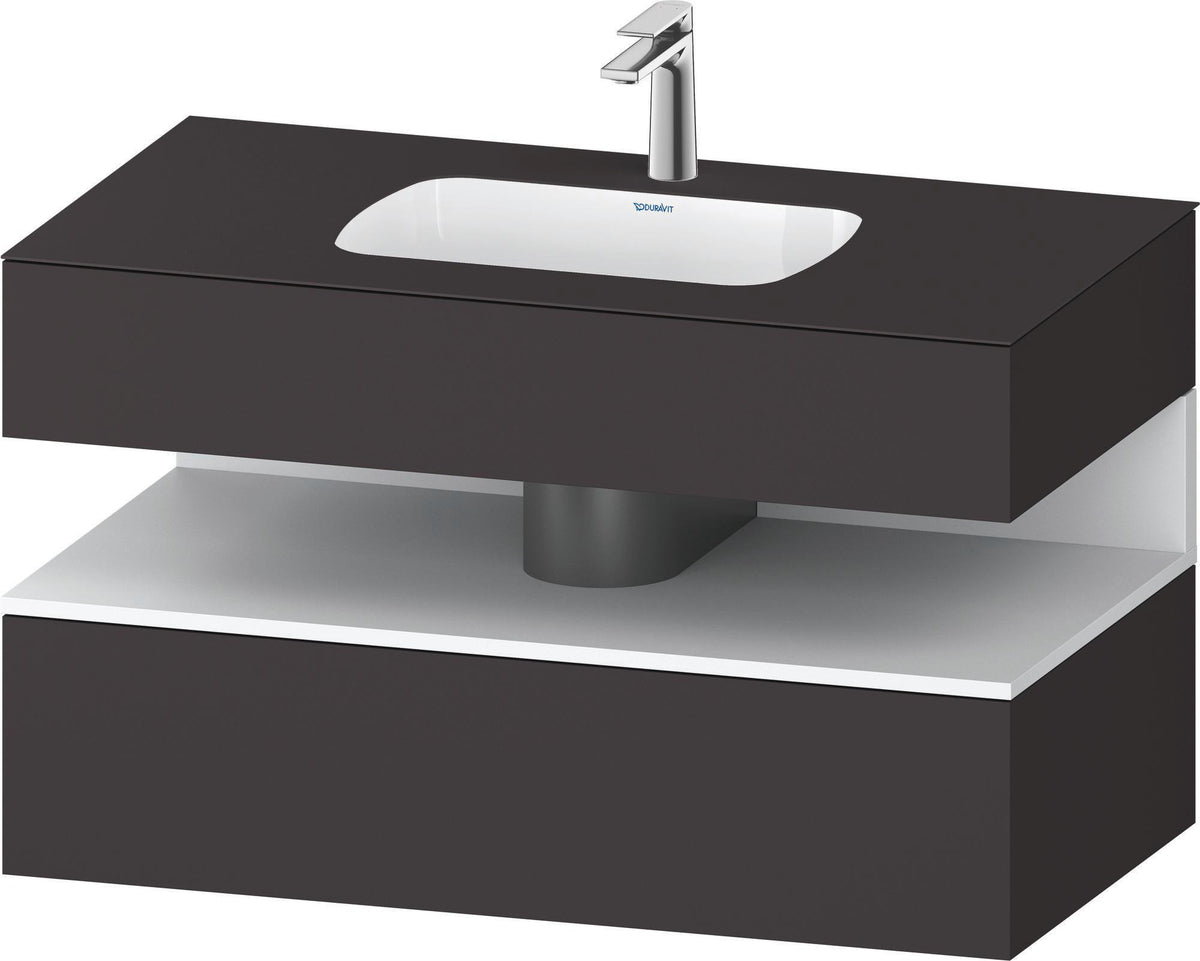 DURAVIT Qatego Einbauwaschtisch mit Konsolenwaschtischunterbau 1000 mm, 1 Auszug, antibakteriell