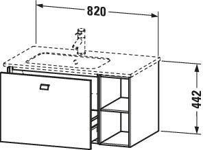 DURAVIT Brioso Waschtischunterbau 820 mm, 1 Auszug, Becken links, Betongrau Matt