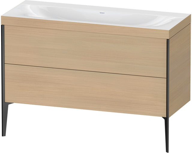 DURAVIT XViu c-bonded Waschtischunterbauset 1200 mm, 2 Auszüge, Eiche/Schwarz matt
