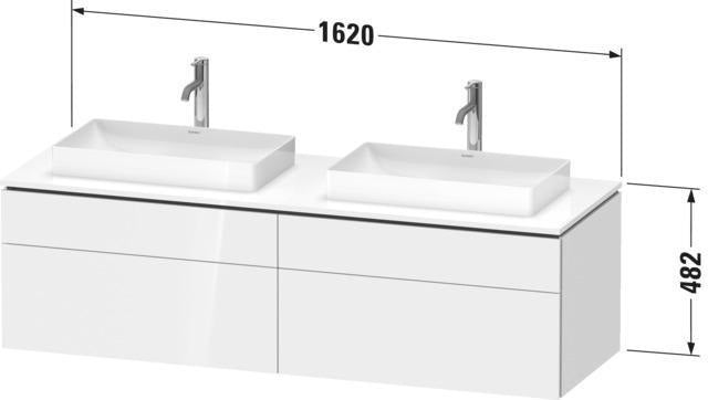 DURAVIT L-Cube Konsolenwaschtischunterbau 1620 mm Taupe supermatt mit Tip-on Technik