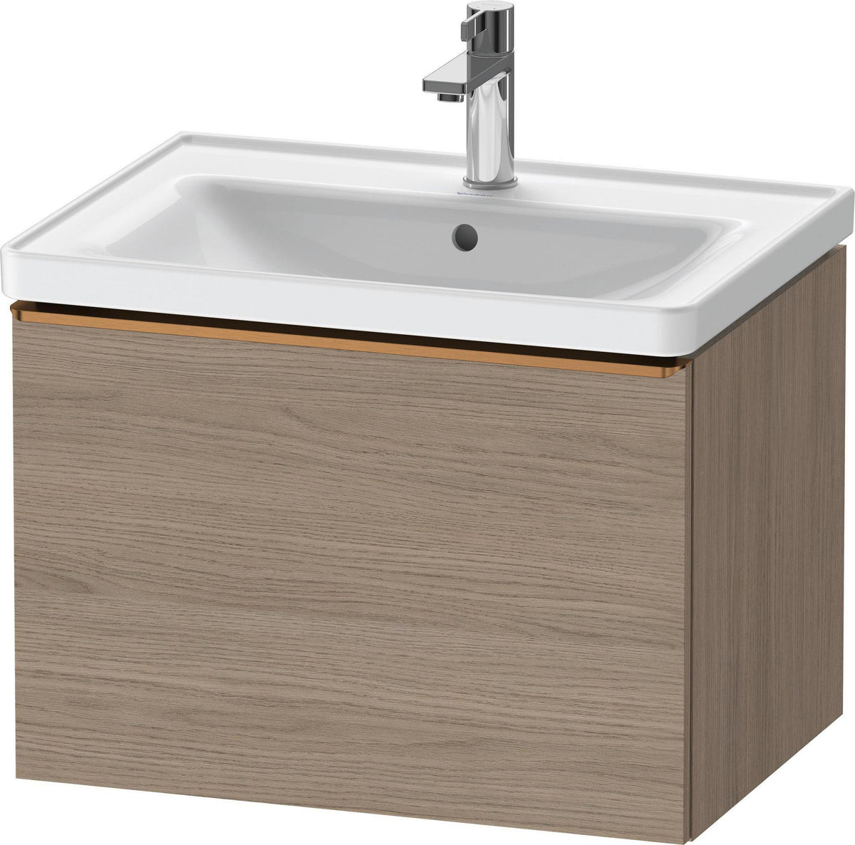 Duravit D-Neo Waschtischunterbau 634 mm Eiche Terra Matt mit Bronze-Griff und Soft-Close