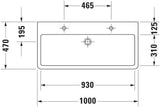 DURAVIT Waschtisch Vero 1000 mm mit Überlauf, Hahnloch Mitte, weiß