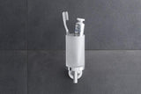 DURAVIT Starck T Zahnputzbecher, Chrom, Akzentfarbe Weiß Matt, 65x98x173 mm, Glas, Messing