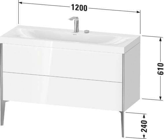 DURAVIT XViu c-bonded Waschtischunterbauset 1200 mm mit 2 Auszügen, champagner matt / amerikanischer Nussbaum