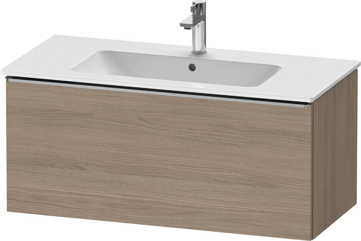 Duravit D-Neo Waschtischunterbau 1010 mm Eiche Terra Matt mit Auszug und Chromgriff