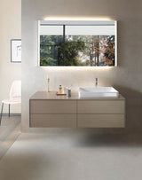 Duravit XSquare Konsole 1400x550mm betongrau matt – 1 Ausschnitt, mit Siphonaussparung