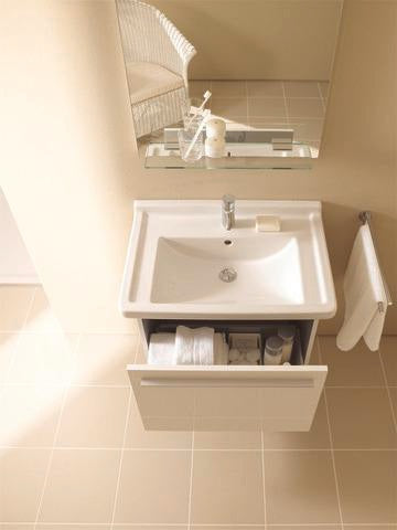 DURAVIT Möbelwaschtisch Starck 3 850 mm mit Überlauf, 1 Hahnloch, weiß – Wandhängend