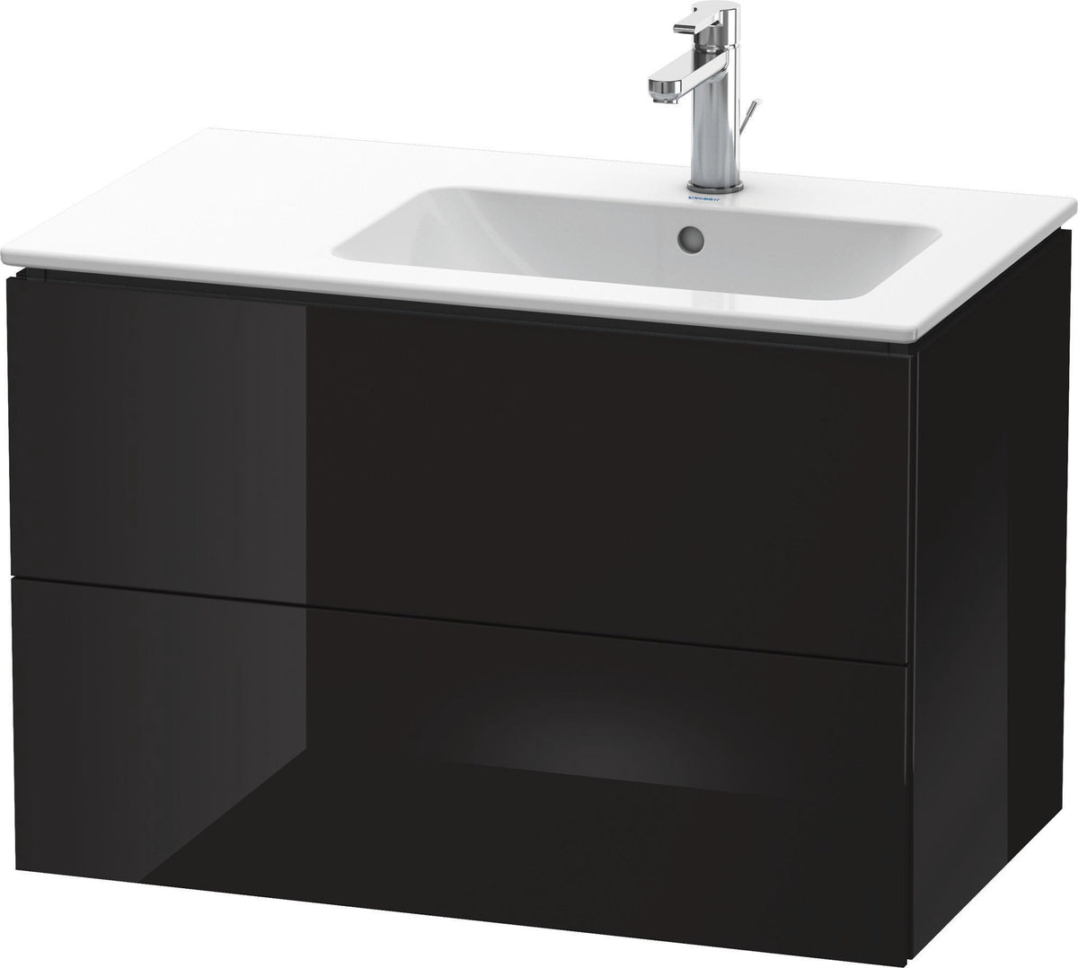 DURAVIT L-Cube Waschtischunterbau 820 mm wandhängend, 2 Schubkästen, Becken rechts, Betongrau Matt