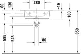 DURAVIT ME by Starck Möbelwaschtisch 630 mm Weiß mit Überlauf und 2 Hahnlöchern